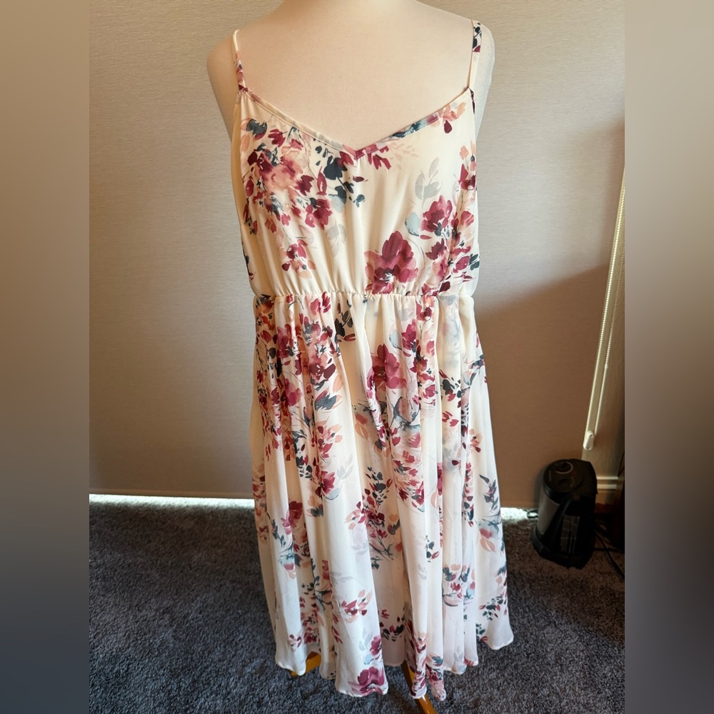 Torrid White and Pink Floral Maxi Dress